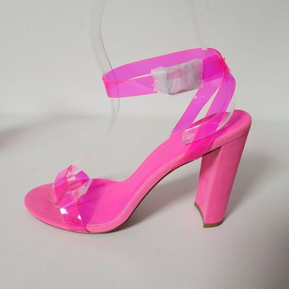 Qupid neon fuschia transparent ankle-strap sandal - Picture 2 of 13